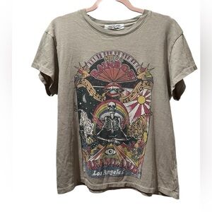 Free People Daydreamer Tee, Baby T-Shirt, Dreamland, LA Graphic, Tan, Small
